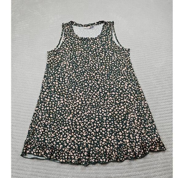 Logo Layers By Lori Goldstein Shirt Womens Large Animal Print Tunic Tank Ruffle - Picture 1 of 7